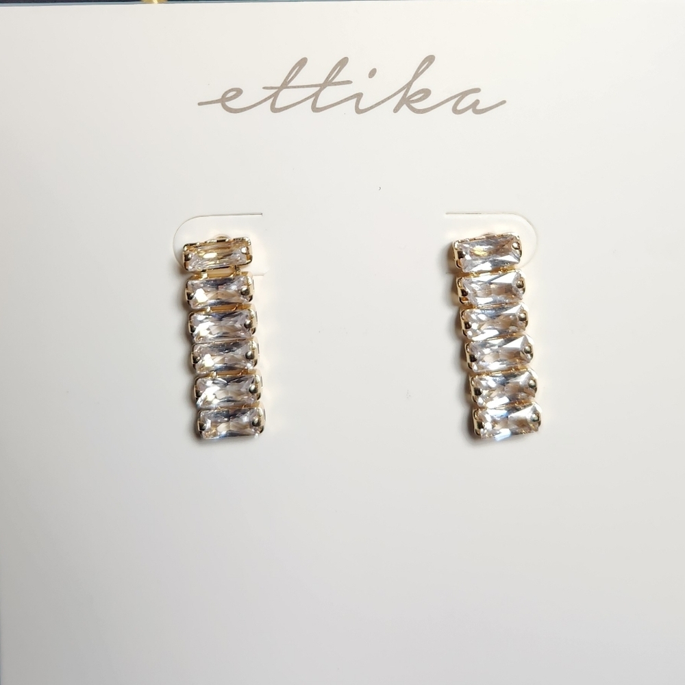 Ettika stacked gold crystal dangle earrings - Picture 3 of 4
